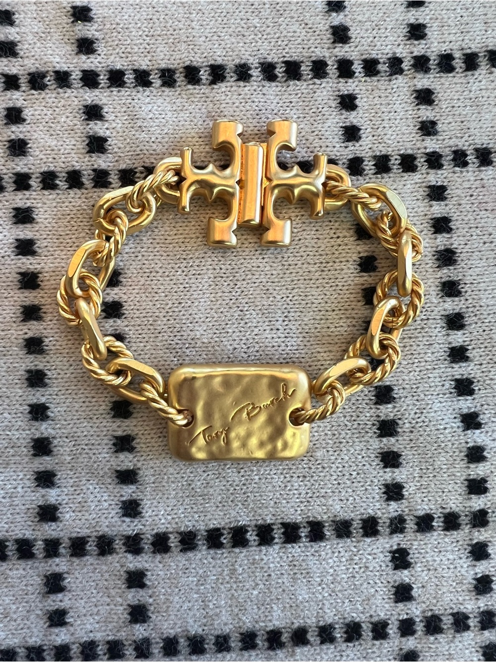 Tory Burch Gold Logo Link Chain Bracelet